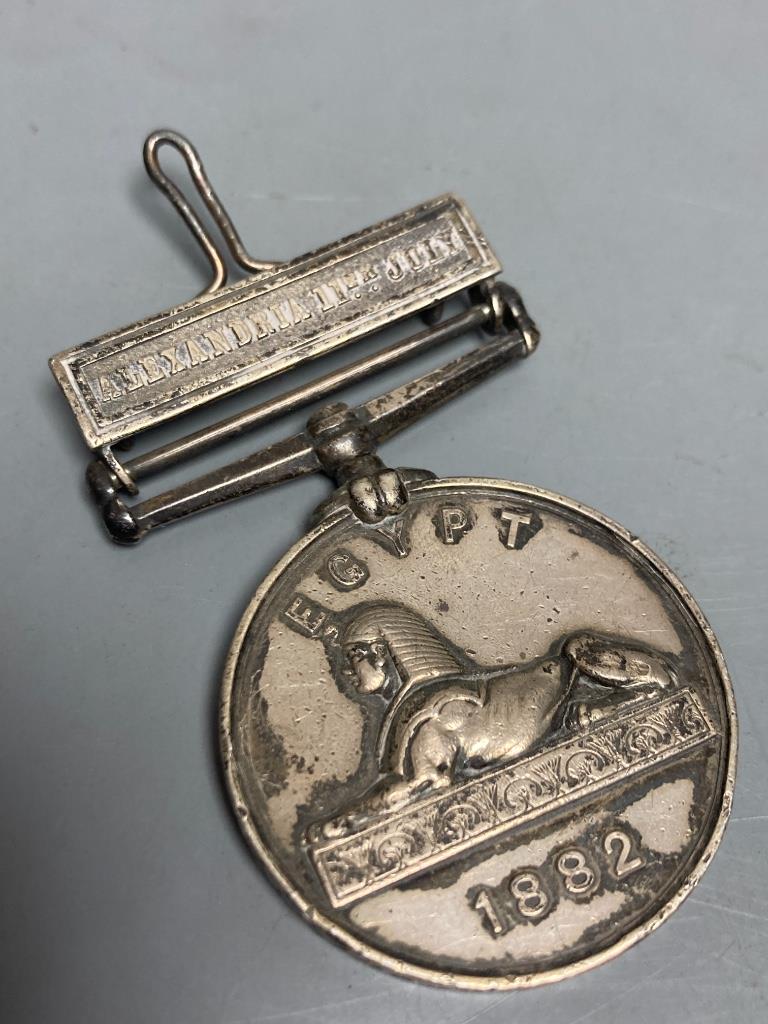 An 1882 Egypt medal with 'Alexandria 11th July' clasp awarded to Able Seaman W A Church, HMS Sultan